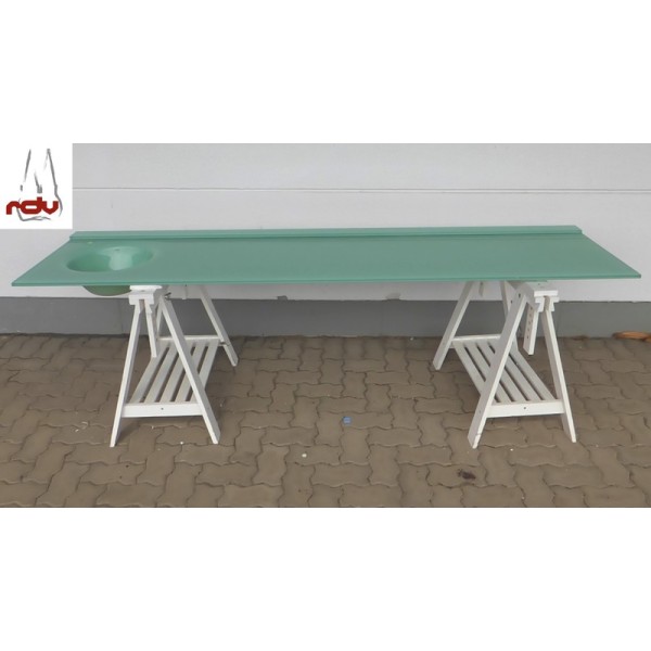 Aries Arbeitsplatte Glas 238x60cm mit Waschbecken