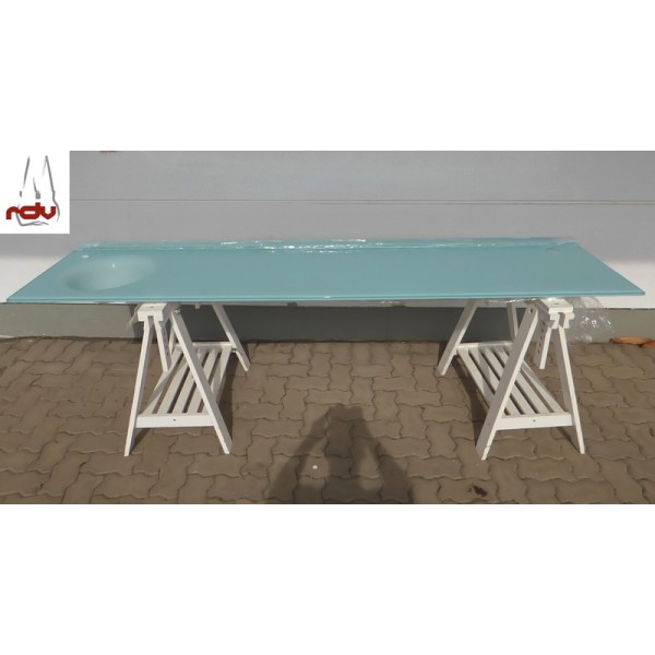 Aries Arbeitsplatte Glas 238x60cm mit Waschbecken
