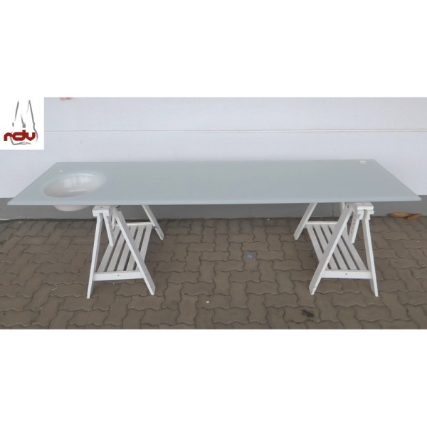 Aries Arbeitsplatte Glas 238x60cm mit Waschbecken