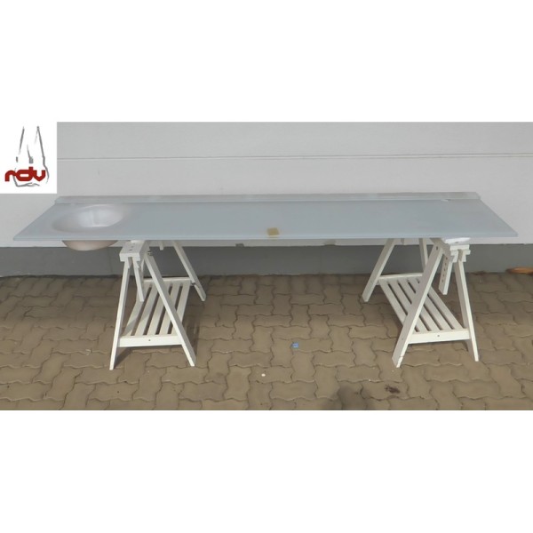 Aries Arbeitsplatte Glas 238x52cm mit Waschbecken