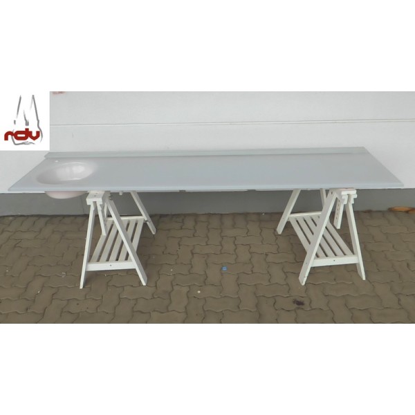 Aries Arbeitsplatte Glas 254x60cm mit Waschbecken
