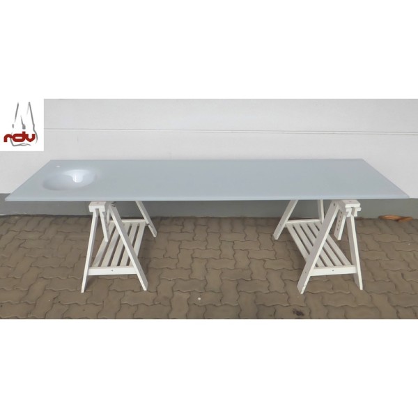 Aries Arbeitsplatte Glas 238x60cm mit Waschbecken